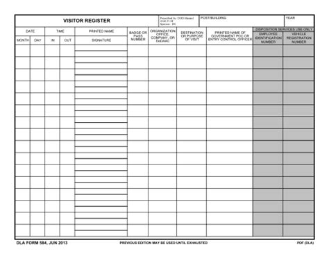 Visitor Log Template Excel