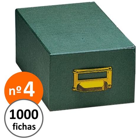 Fichero Numero 4 Para 1000 Fichas Carton Tela Forrado Verde