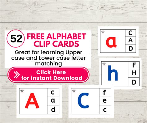 52 Free Alphabet Uppercase Lowercase Matching Clip Cards Great Hands On Activity For Learning