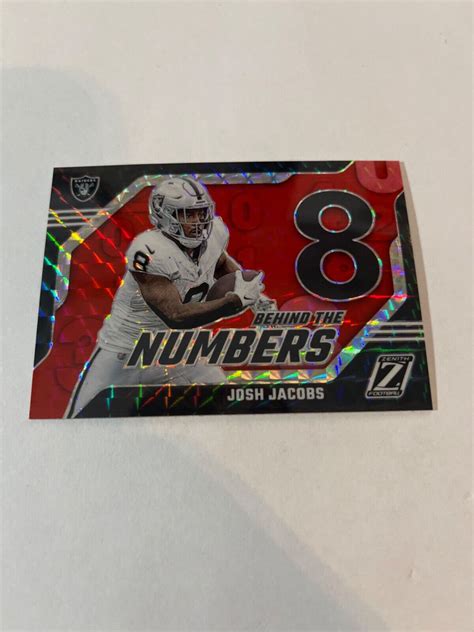 Panini Zenith Behind The Numbers Josh Jacobs Red Prizm Ebay