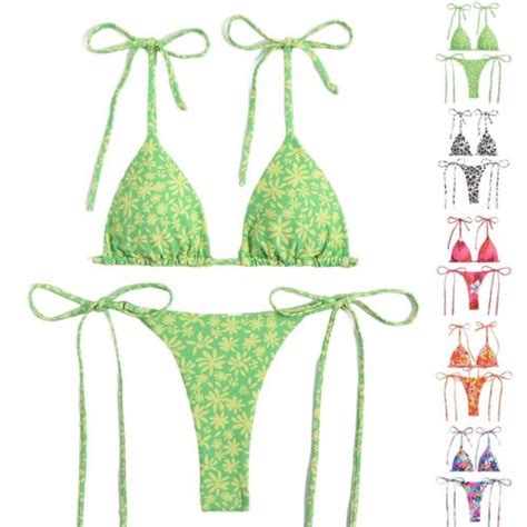 Gorgeous Flower Printed Bikini Set Women S Swimwear Thong Bathing Suit