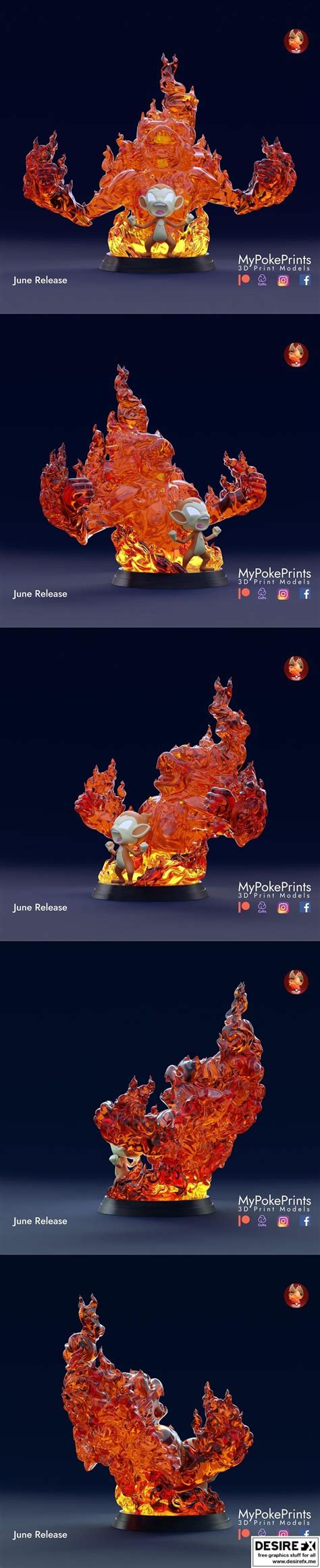 Desire FX 3d Models MyPokePrints Chimchar Infernape 3D Print