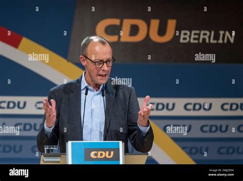 Berlin Germany 27th Jan 2023 Friedrich Merz Federal Chairman Of