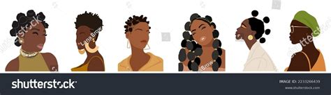 Set Abstract Woman Portraits Black Girl Stock Vector Royalty Free 2233266439 Shutterstock