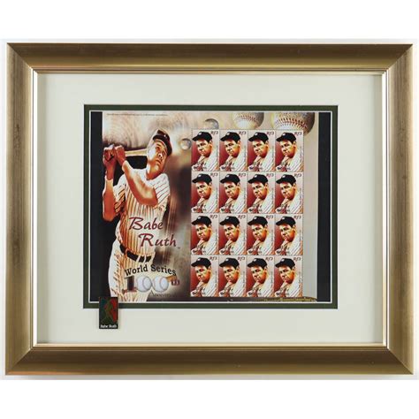 Babe Ruth Yankees Custom Framed World Series 100th Anniversary Full Uncut Stamp Sheet Display