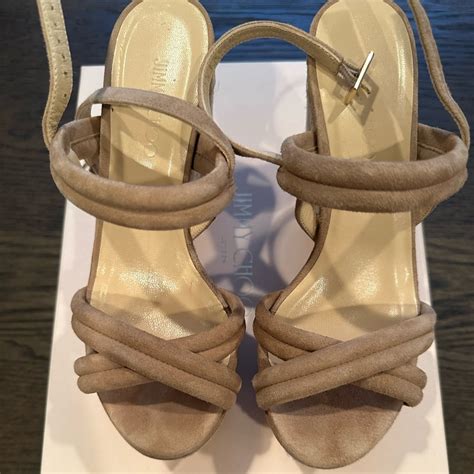 Jimmy Choo Nude Wedge Sandals In Nude Suede Gem