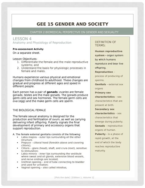 Chapter 2 Biomedical Perspective In Gender Sexuality Lesson 4 Anatomy