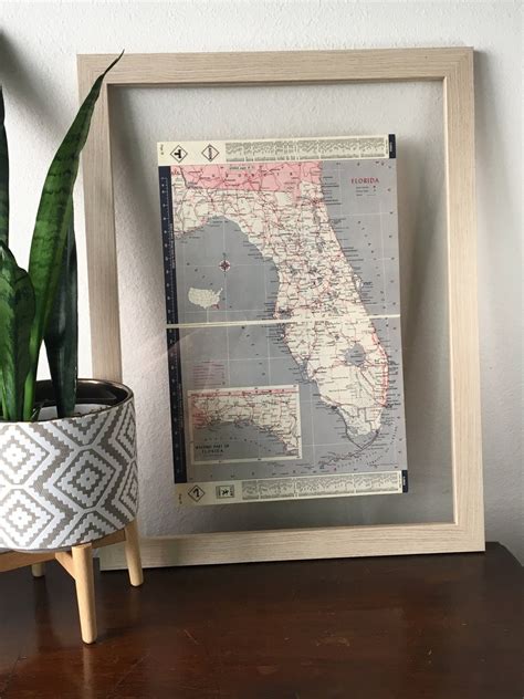 S Florida State Map Vintage Atlas Etsy