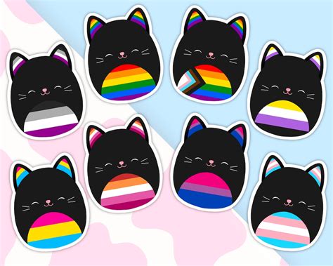 Pride Flag Cats Squishmallow Inspired Stickers Etsy