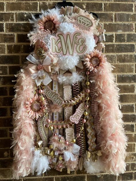 Blush White And Gold Quad Senior Homecoming Mum In Homecoming