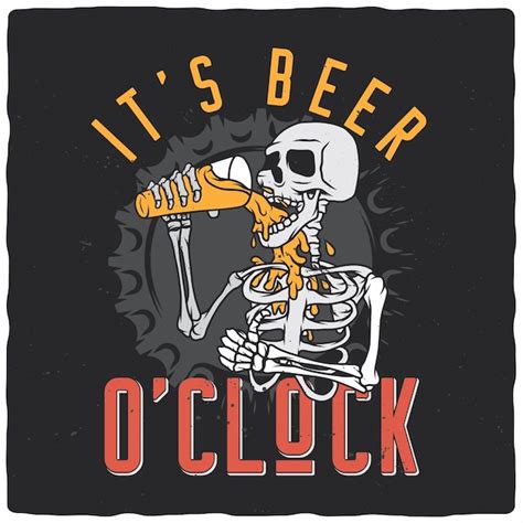 Premium Vector Skeleton Drinking Beer