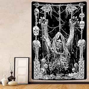 Amazon Uspring Skull Tapestry Black And White Tapestry Trippy