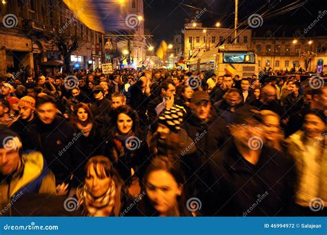 Foule Des Personnes Pendant Une Protestation De Rue Photographie