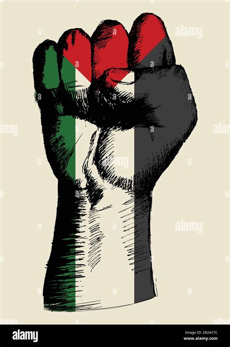 Sketch illustration of a fist with Palestine insignia Stock Vector ...