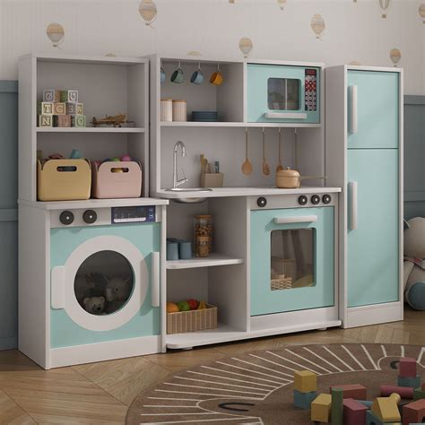 Cozinha Em Mdf Infantil - Cozinha de Brinquedo Infantil Completa em Mdf com Geladeira, Máquina de ...