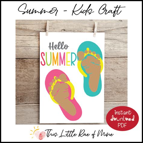 Hello Summer Flip Flops Footprint Art Printable Summer Keepsake Diy Made By Teachers