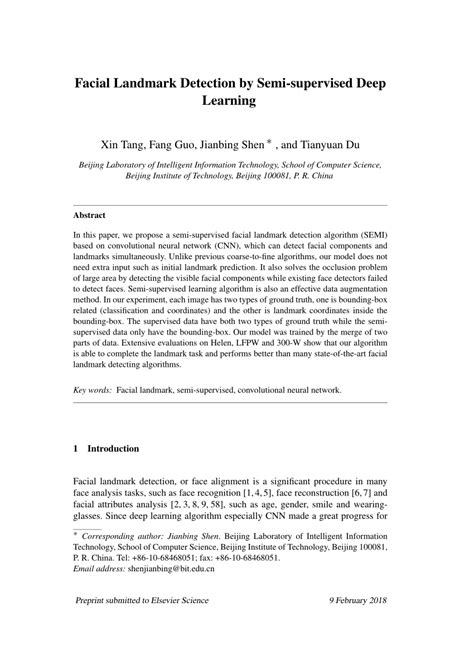 Pdf Facial Landmark Detection By Semi Supervised Deep Learning