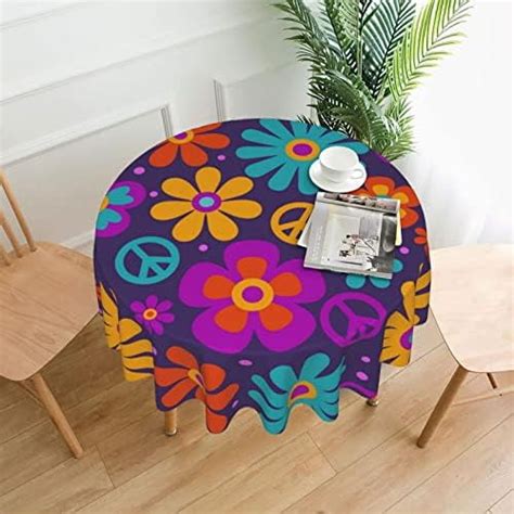 Hawaiian Luau Tablecloth Round Inch Summer Table Cover Washable