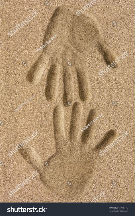 Handprints In The Sand Stock Photo 48716770 : Shutterstock