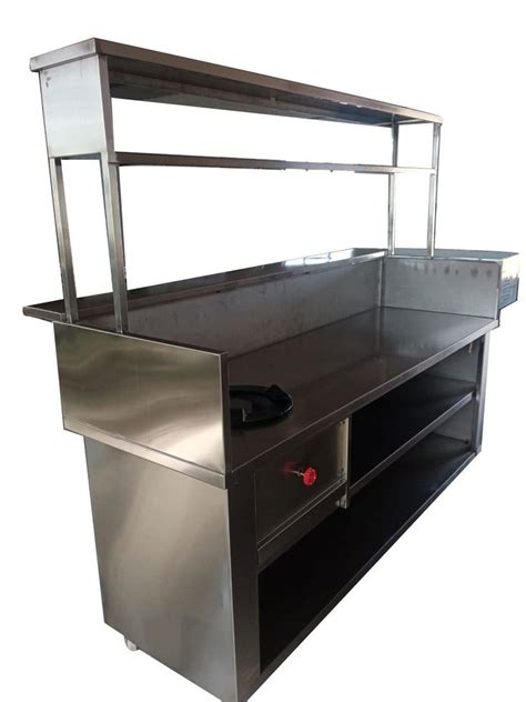 Stainless Steel Chat Display Counter For Street Food Stall At