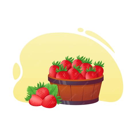 Premium Vector Realistic Strawberry Illustration Strawberry Basket