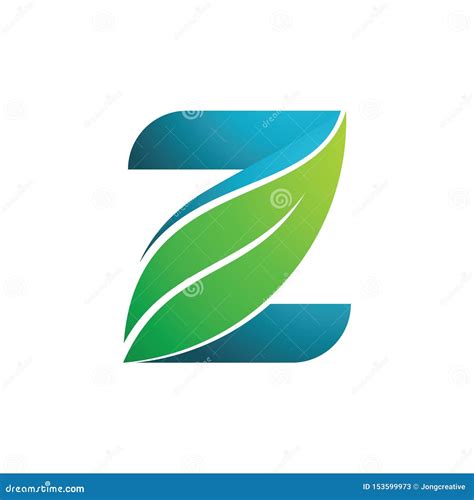 Z Letter Green Leaf Ecology Nature Initial Logo Stock Vector