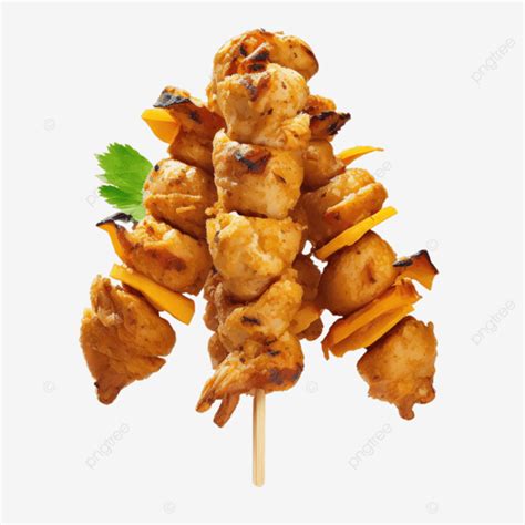 Brocheta De Pollo Con Jengibre Sobre Fondo Transparente Isloated PNG