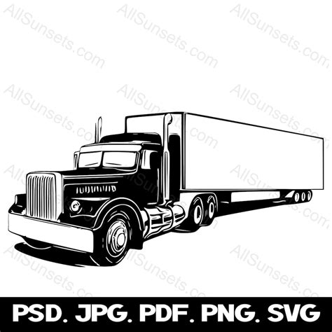 Semi Truck Svg Png Psd  Pdf File Types Diesel Vehicle 18 Wheeler