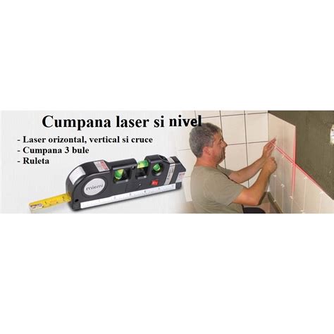 Nivela Laser Cruce Orizontal Si Vertical Boloboc 3 Bule Ruleta 2 5m