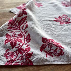 Hand Printed Artisan Tea Towel Pomegranates Allora