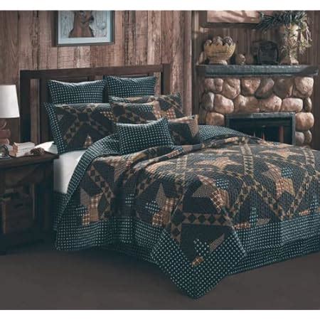 Amazon Virah Bella 3 Piece King Cabin Quilt Bedding Set Woodland