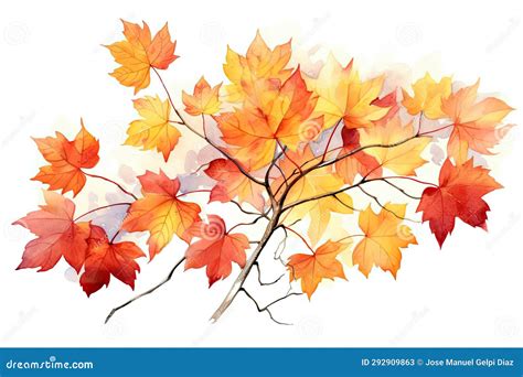 A Beautiful Watercolor Painting Of Autumn Leaves Ideal For Capturing