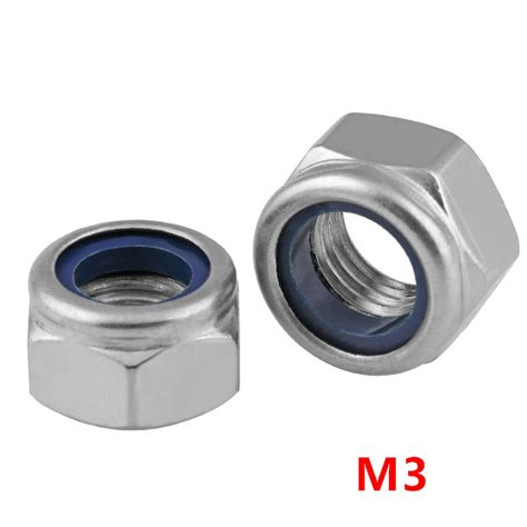 Pcs Din M Hexagon Nylon Insert Lock Nuts Stainless Steel