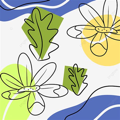 Flower Lineart Con Forma Abstracta PNG Forma Hojas Plantas PNG Y