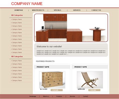 Free Furniture Store Web Template Templates Perfect