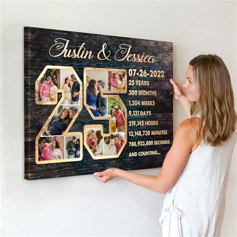 Custom 25 Year Anniversary Photo Collage Canvas 25th Anniversary T