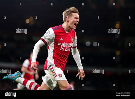 Arsenals Martin Odegaard Celebrates Alexandre Lacazettes Not