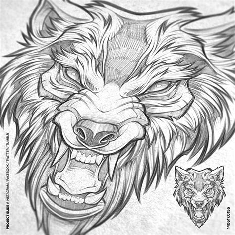 Wolf illustration. Client WIP #wolf #beast #beastmode #fangs #tattoo # ...