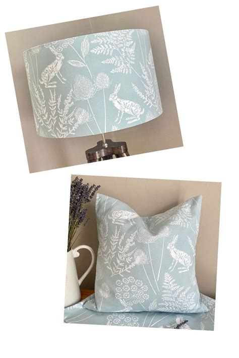 Hares Cushion Duck Egg Blue Etsy Uk In 2022 Duck Egg Blue Handmade Envelopes Fabric Samples