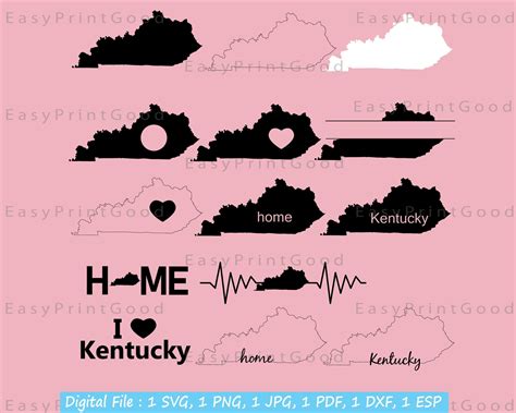 Kentucky Svg Bundle Kentucky State Svg Kentucky Outline Etsy