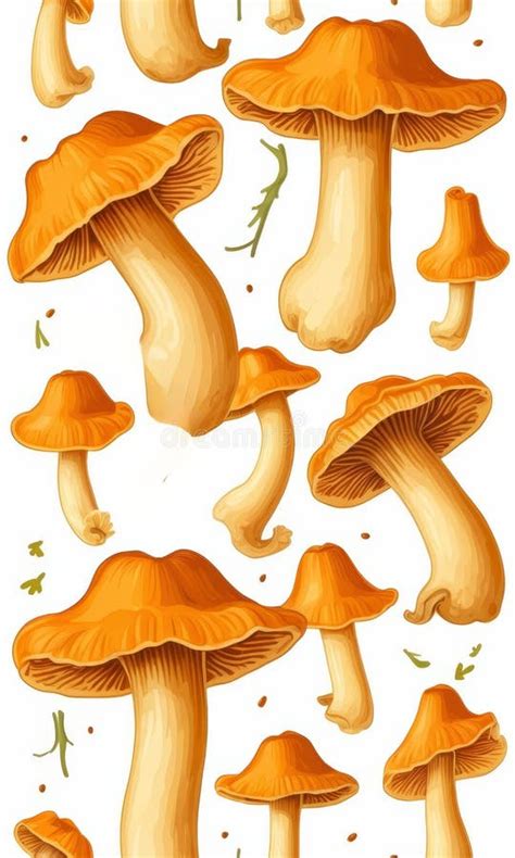 Pattern With Chanterelle Mushrooms Illustration Stock Image Image