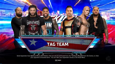 WWE 2K24 Roman Reigns Jey Uso Jimmy Uso Vs The Rock Solo Sikoa