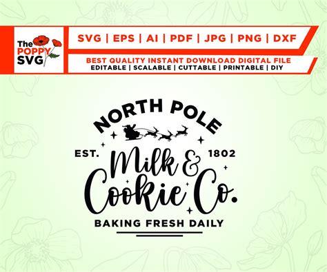 North Pole Milk Cookie Co Svg Christmas Svg Funny Christmas Etsy