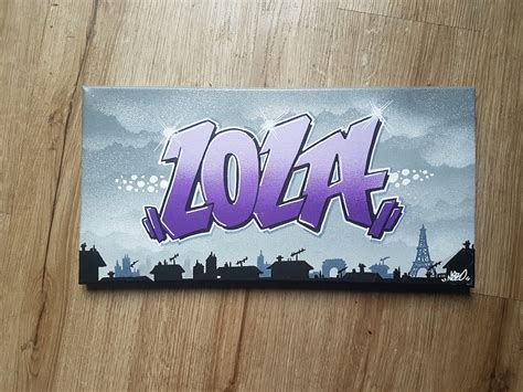 Tableau Graffiti Canvas Custom Tag Street Art Prénom Lola Idée Etsy