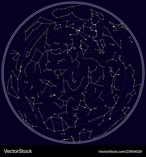 Map southern sky with constellations Royalty Free Vector