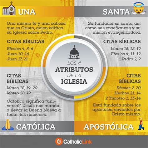 Infografía Los 4 Atributos De La Iglesia Católica Catholic Link