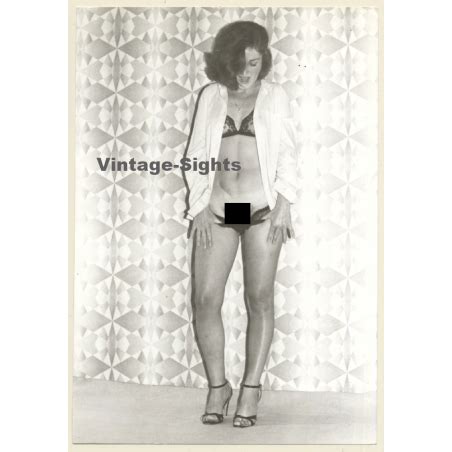 Cheeky Semi Nude Pulls Down Panties Curtains Vintage Photo Gdr S