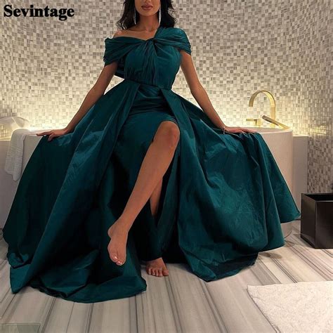 Sevintage Vestido De Noche Verde Oscuro Para Mujer Traje De Sat N Con