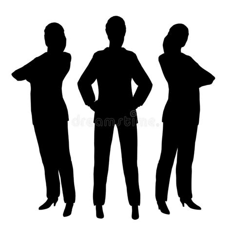 Vector Silhouette Of Three Business Men Standing In Profile Discussing