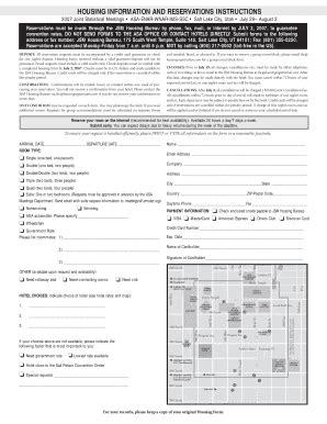 Fillable Online Amstat Housing Information And Reservations